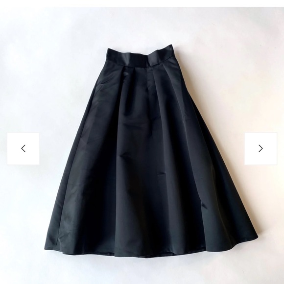 Coast Meslita structured black satin fit flared midi occasion skirt size 12 - Picture 6 of 7